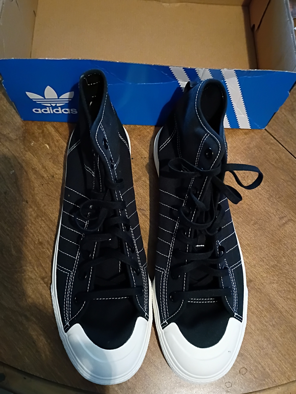 Mens Adidas   Nizza Hi RF Black High-Top Canvas Sneakers